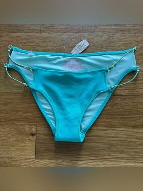 Victoria’s Secret The Knockout Bikini Bottom Turquoise Aqua Strappy Side S/P NWT